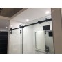 Sero-L Frameless Sliding Door L Shape Shower Screen With Matte Black Fittings 1300-1400 *1000